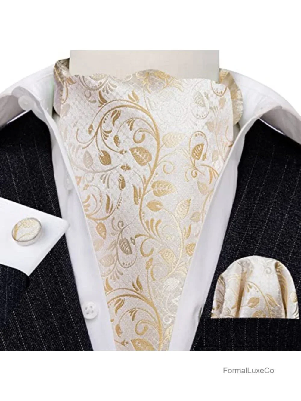 Men's Silk Cravat Tie Handkerchief Cufflink Set Wedding Party Accessory